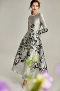 The A-line Silver Jacquard Formal Mum Dress