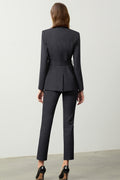 The Noir Élan Belted Stripped Suit