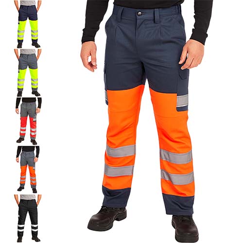 Hi Vis Polycotton Cargo Work Trousers / Tall - Clearance