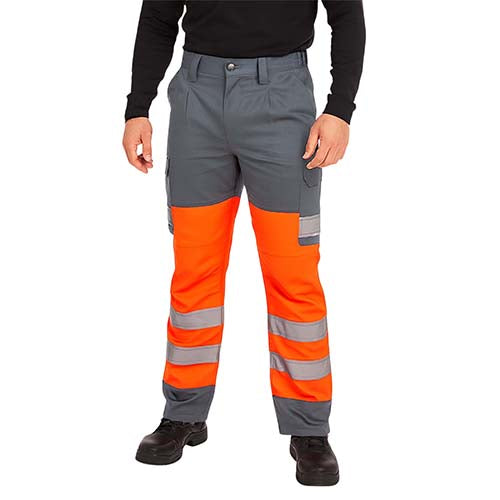 Hi Vis Polycotton Cargo Work Trousers / Tall - Clearance