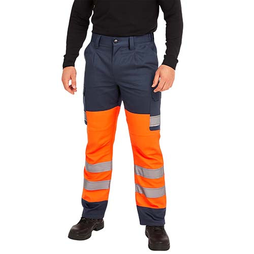 Hi Vis Polycotton Cargo Work Trousers / Tall - Clearance