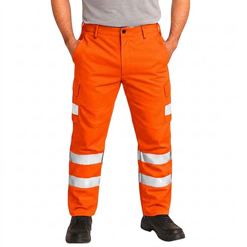 Hi Vis Polycotton Cargo Work Trousers / Tall - Clearance