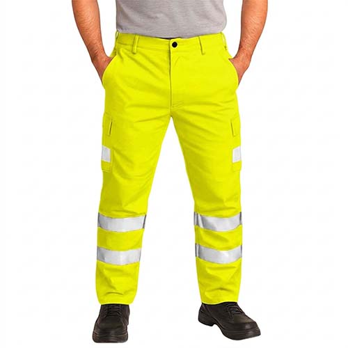 Hi Vis Polycotton Cargo Work Trousers / Tall - Clearance