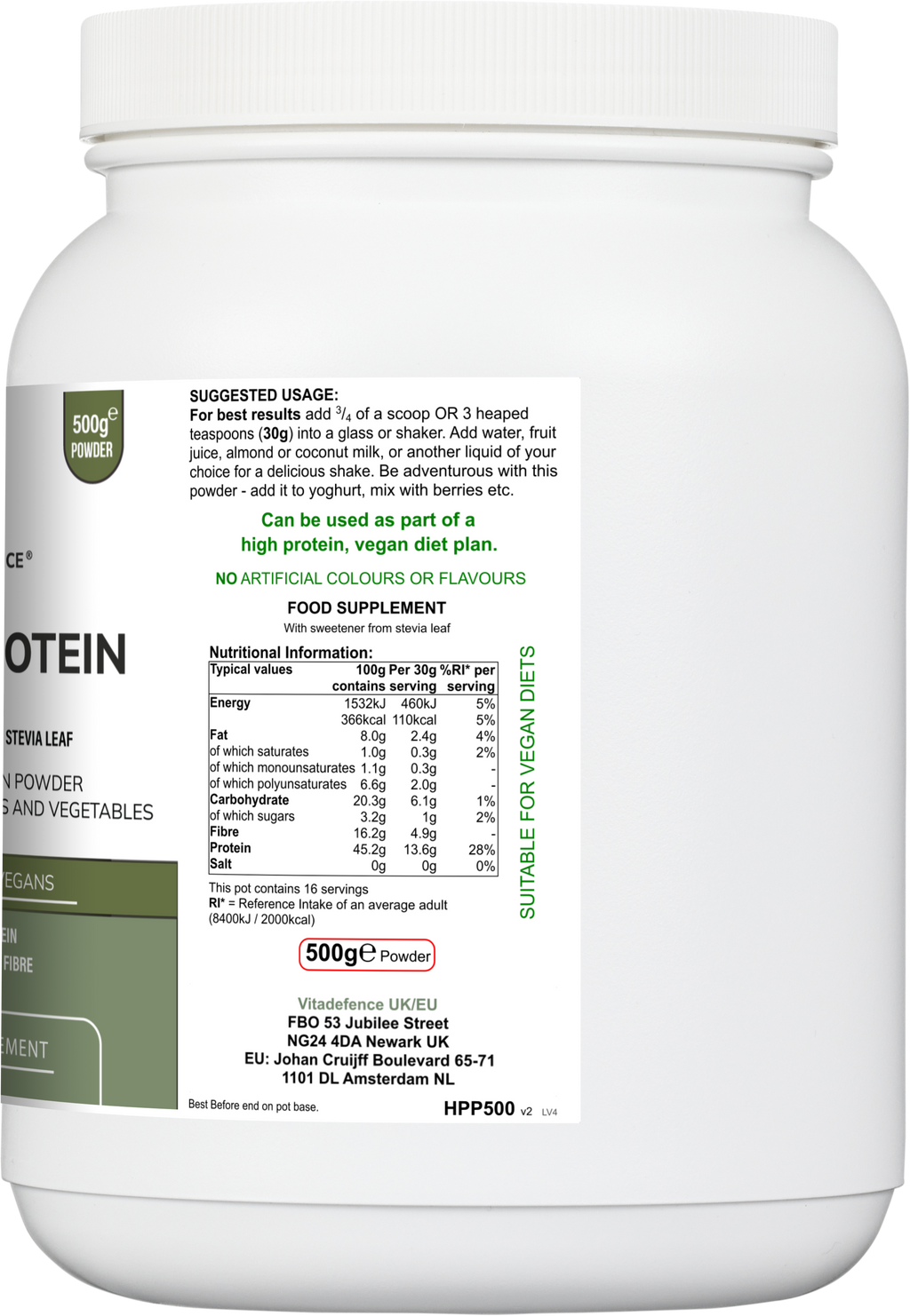 Hemp Protein Multi | Plant-Based Protein Powder with Fruits, Herbs & Vegetables – 500 g