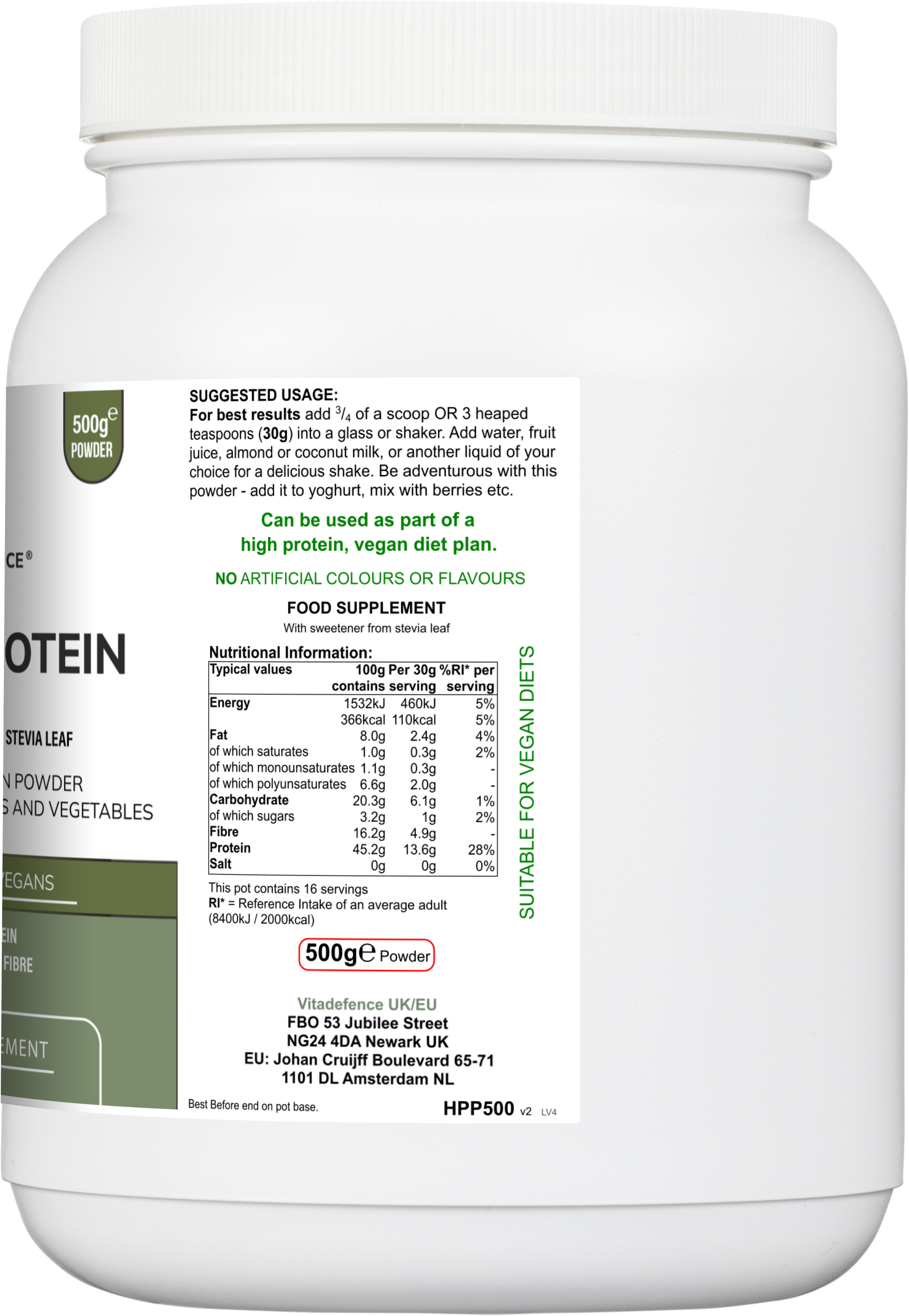 Hemp Protein Multi | Plant-Based Protein Powder with Fruits, Herbs & Vegetables – 500 g