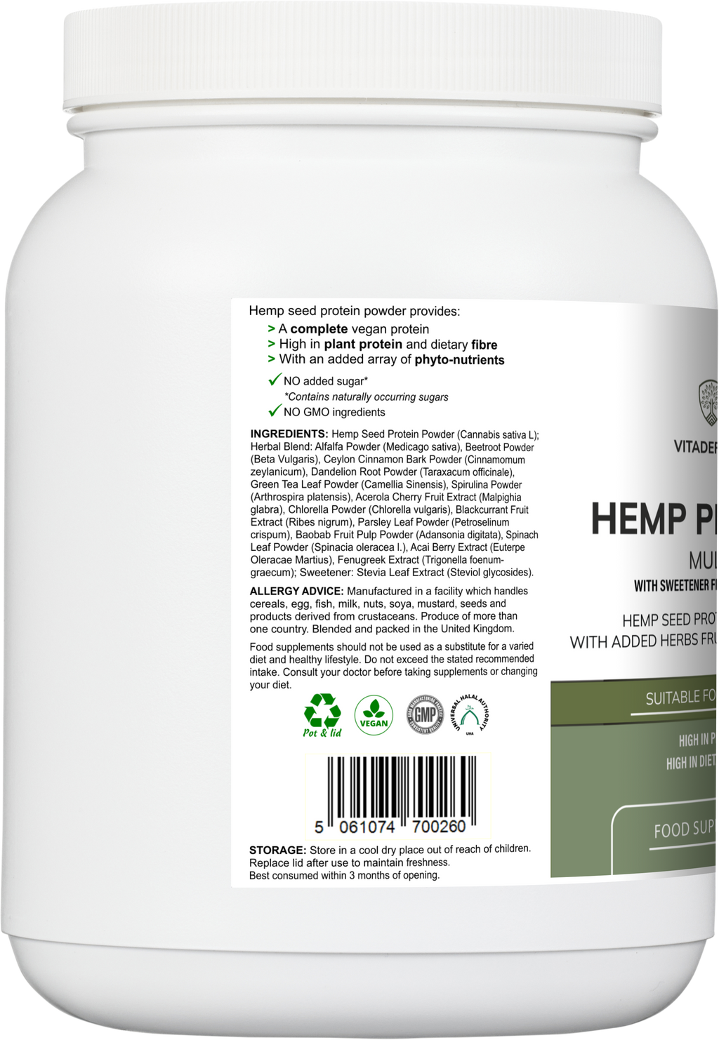Hemp Protein Multi | Plant-Based Protein Powder with Fruits, Herbs & Vegetables – 500 g