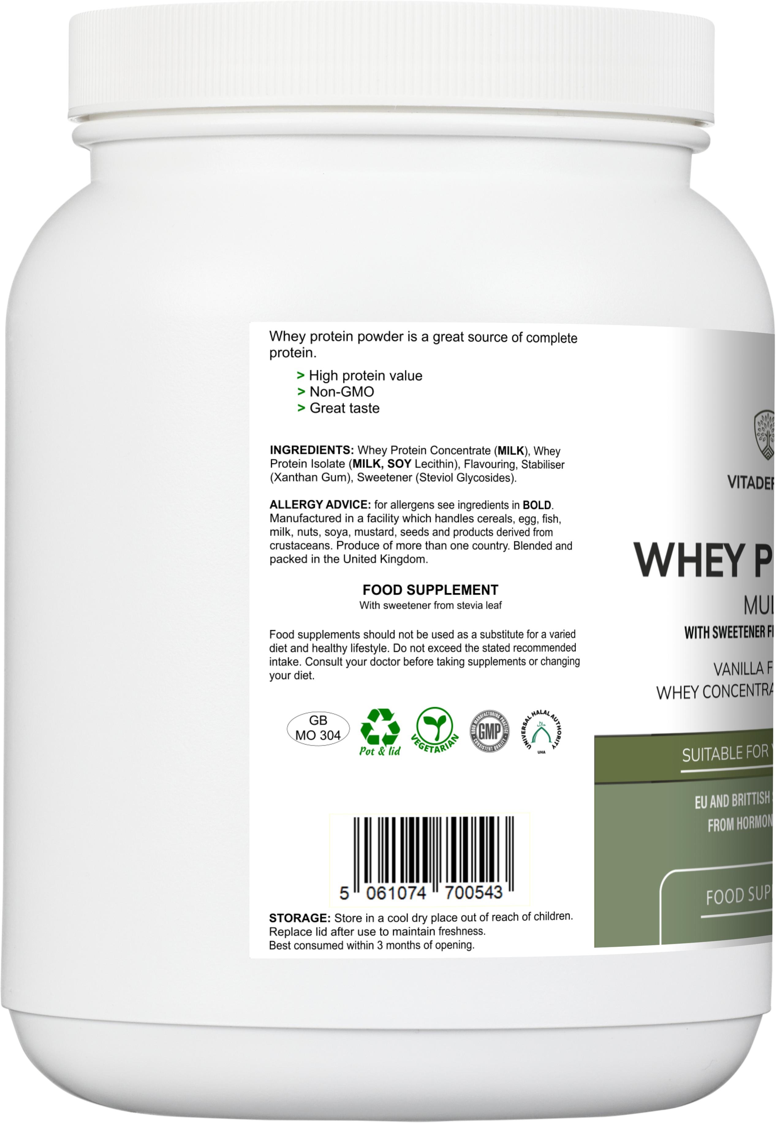 Whey Protein Multi | Vanilla Flavour Protein Powder with Stevia – 600 g