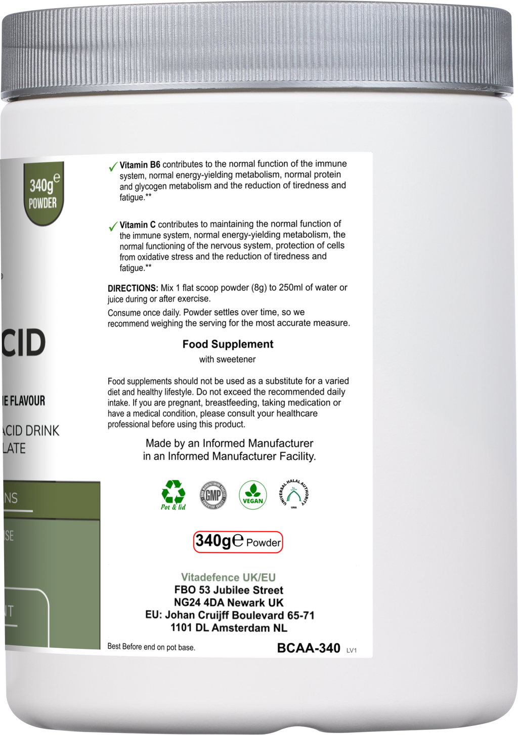 Amino Acid Multi | Lemon & Lime Flavour with Citrulline Malate, BCAAs & Vitamins – 300 g