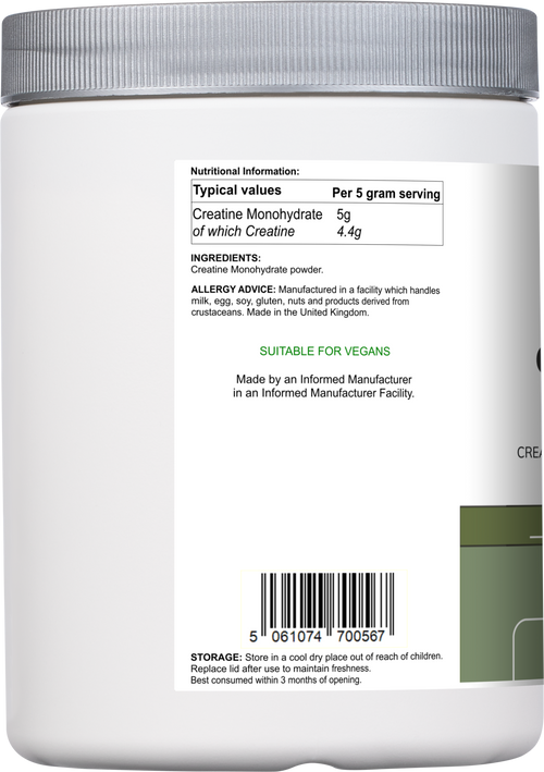 Creatine Monohydrate | Pure Unflavoured Creatine Powder – 500 g