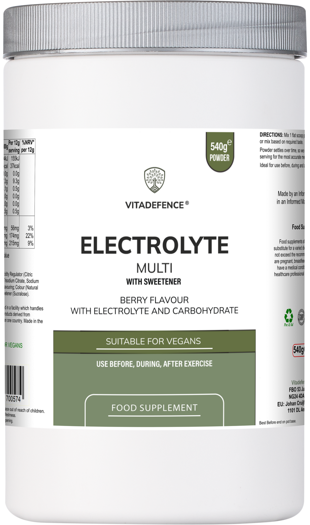 Electrolyte Multi | Berry Flavour Hydration Powder with Electrolytes & Minerals – 540 g