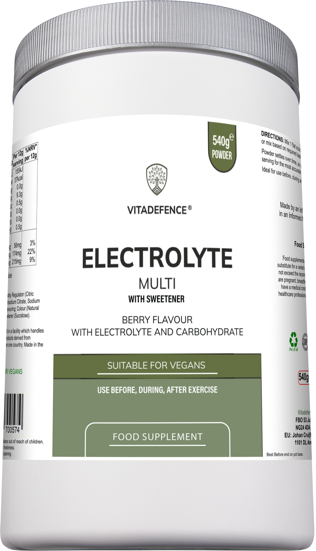 Electrolyte Multi | Berry Flavour Hydration Powder with Electrolytes & Minerals – 540 g