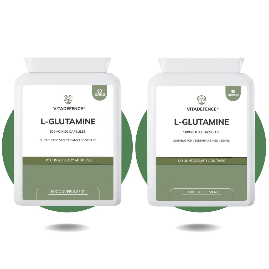 L-Glutamine 2-Pack | Pure L-Glutamine 500mg – 180 Capsules (2 x 90)