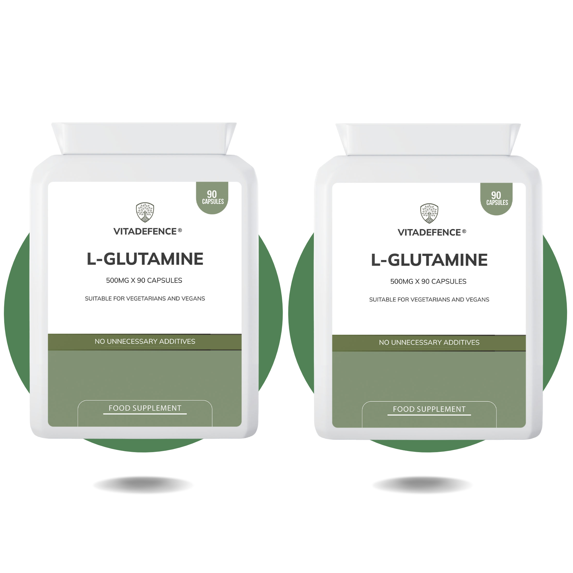 L-Glutamine 2-Pack | Pure L-Glutamine 500mg – 180 Capsules (2 x 90)