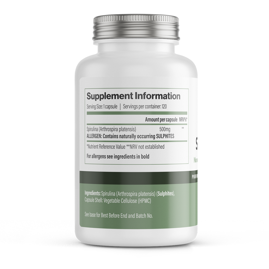 Spirulina | 500 mg Vegan Capsules – 120 Count