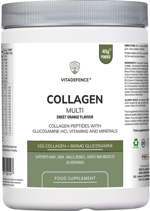 Collagen Multi | Orange Flavour Powder with Glucosamine, Vitamins & Minerals – 415 g