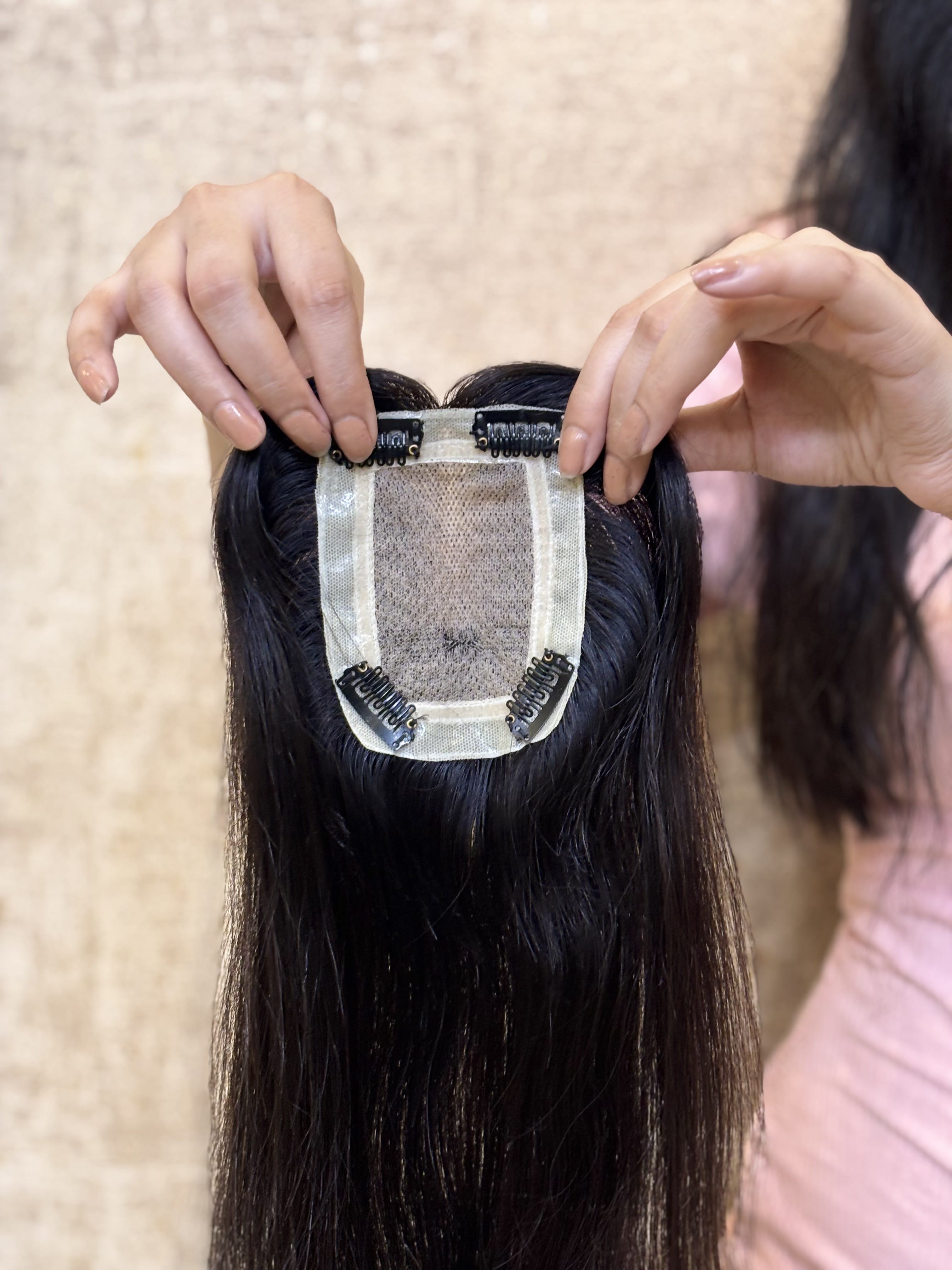 Hair Topper for Thinning Crown | Silk Base | Natural Black | Straight | Remy Hair India