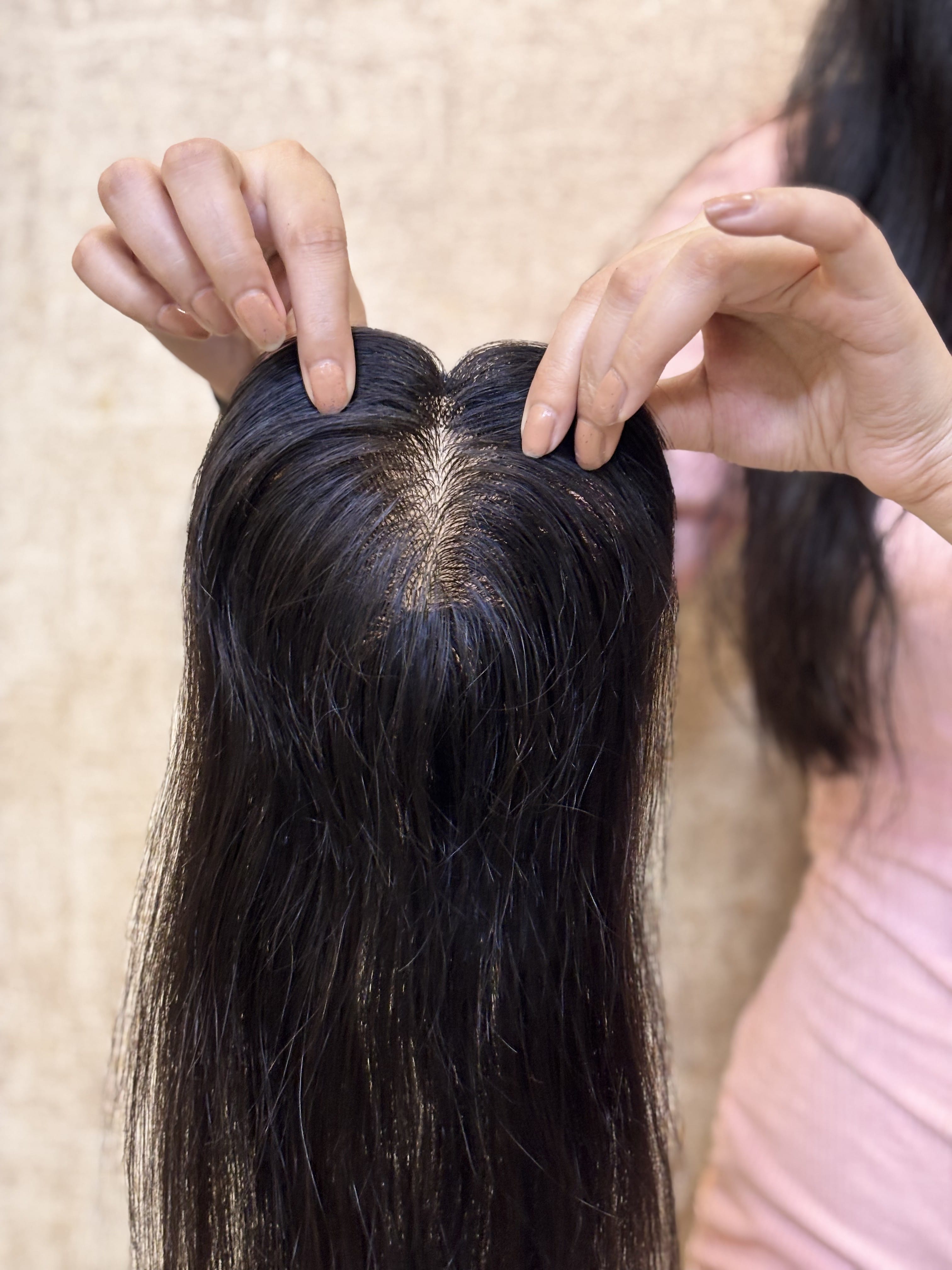 Hair Topper for Backcombed Hair | Silk Base | Natural Black | Straight | Remy Hair India