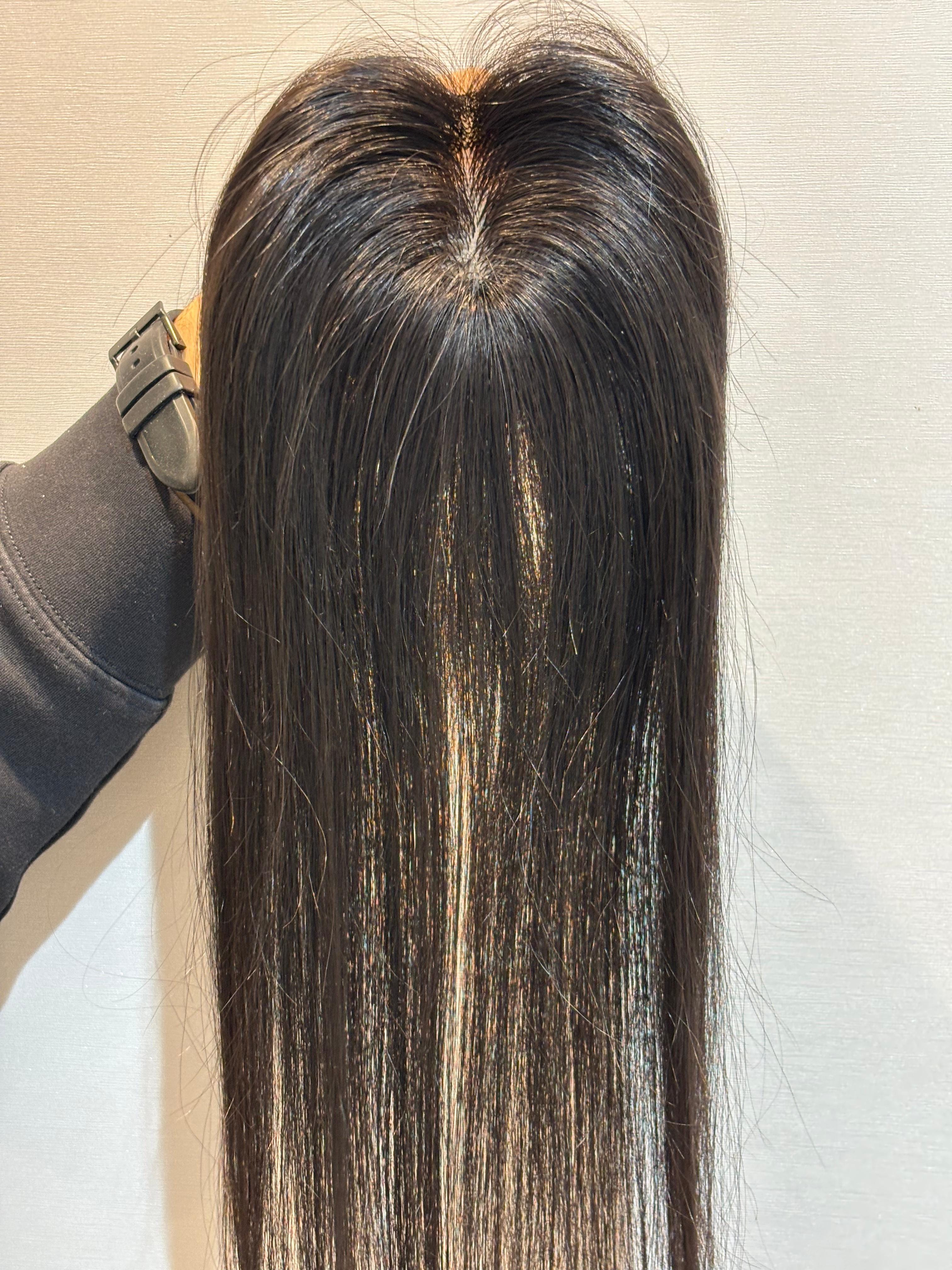 Hair Topper for Thinning Crown | Silk Base | Natural Black | Straight | Remy Hair India