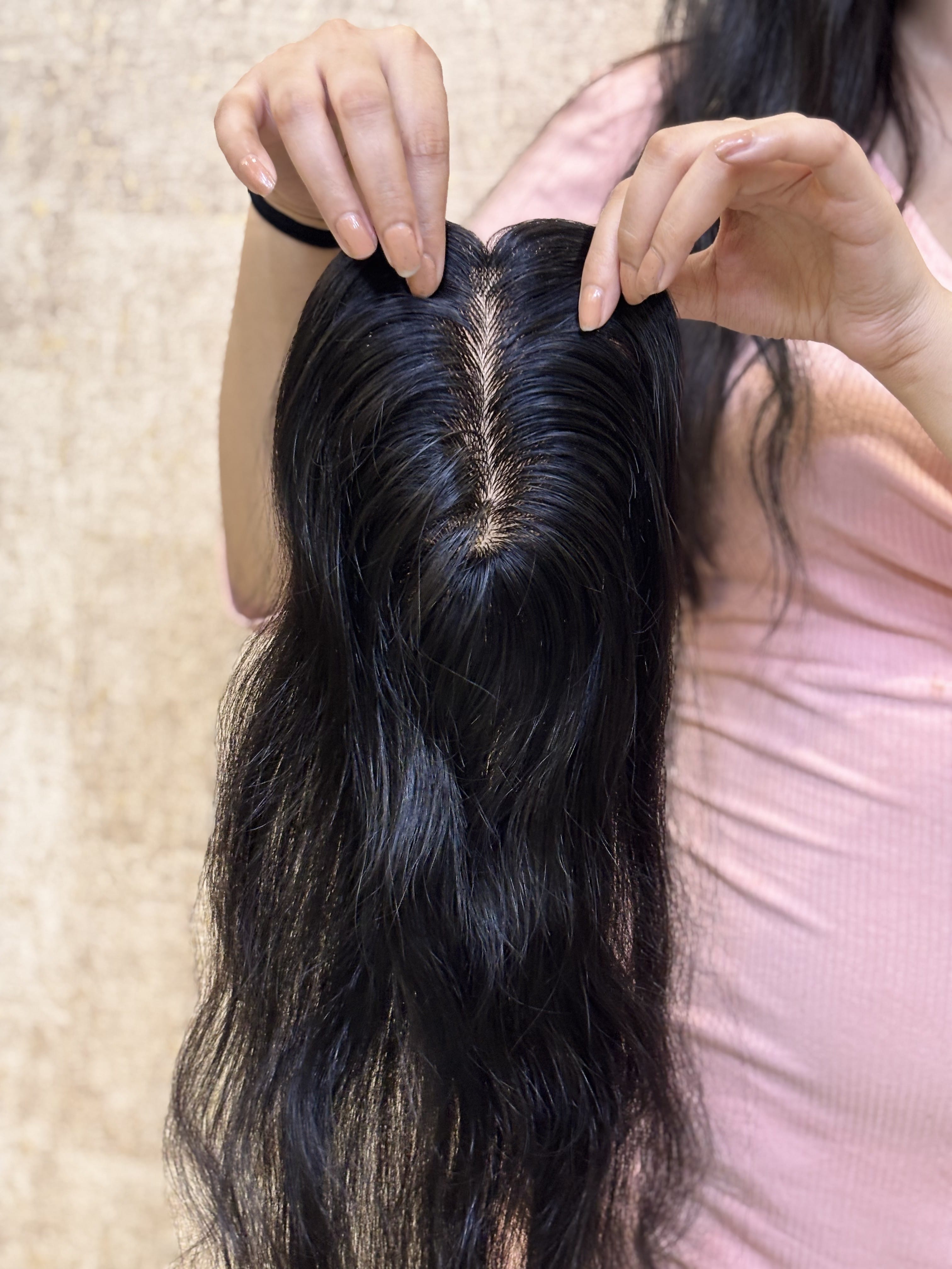 Hair Topper for Thinning Crown | Silk Base | Natural Black | Straight | Remy Hair India