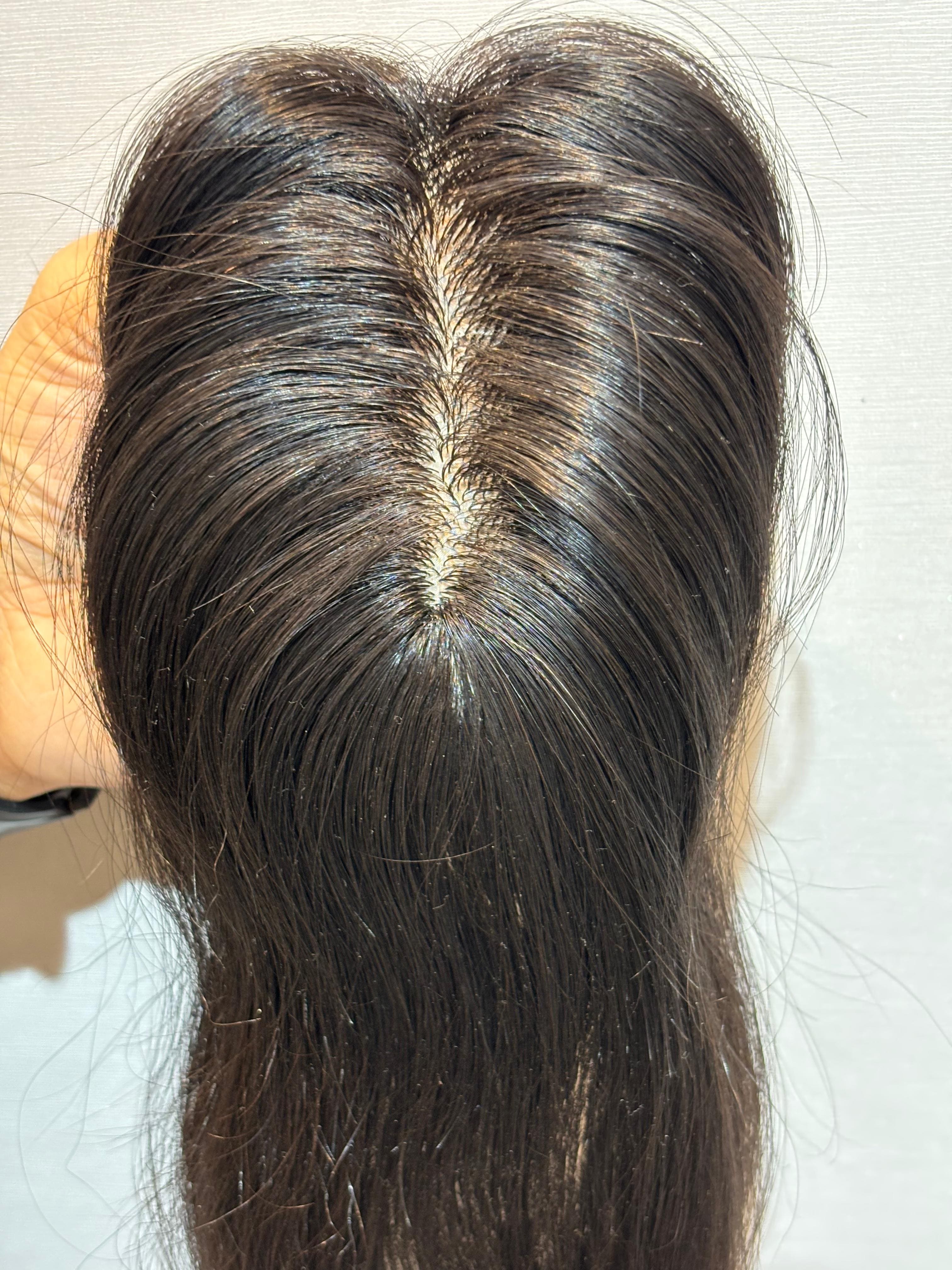 Hair Topper for Thinning Crown | Silk Base | Natural Black | Straight | Remy Hair India